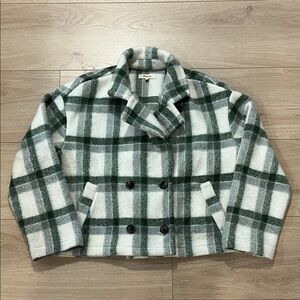 Madewell Forest Green and Cream Plaid Jacket